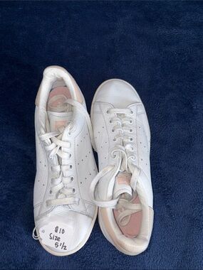 adidas White Leather Sneakers with Light Pink Accents